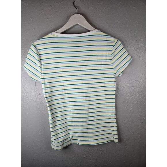 Tommy Hilfiger Women's 90s Y2k Style Striped V-Neck Tee Size Medium - Picture 5 of 5